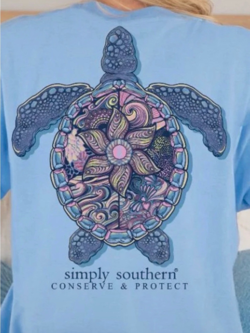 Simply Southern Track a Sea Turtle Tee Mandala Women's XL Wave NEW T-shirt Top
